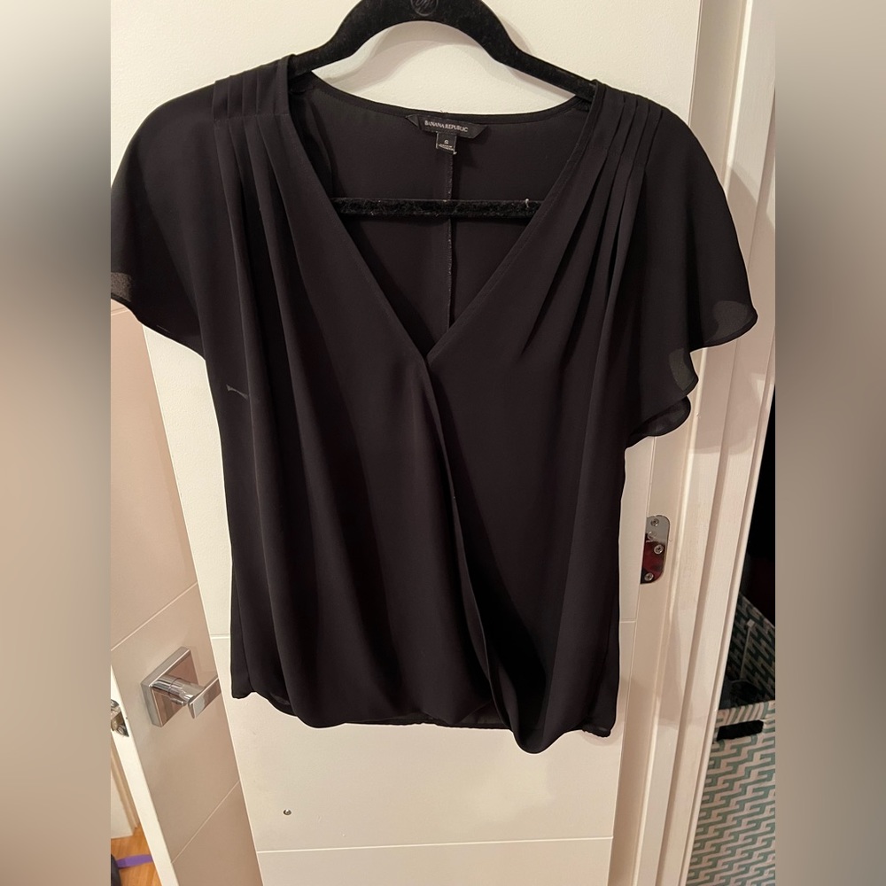 V neck draped blouse